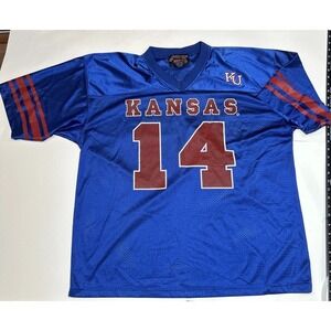 Captivating Apparel Kansas Jayhawks Football Jersey Blue Mens Large #14 NCAA